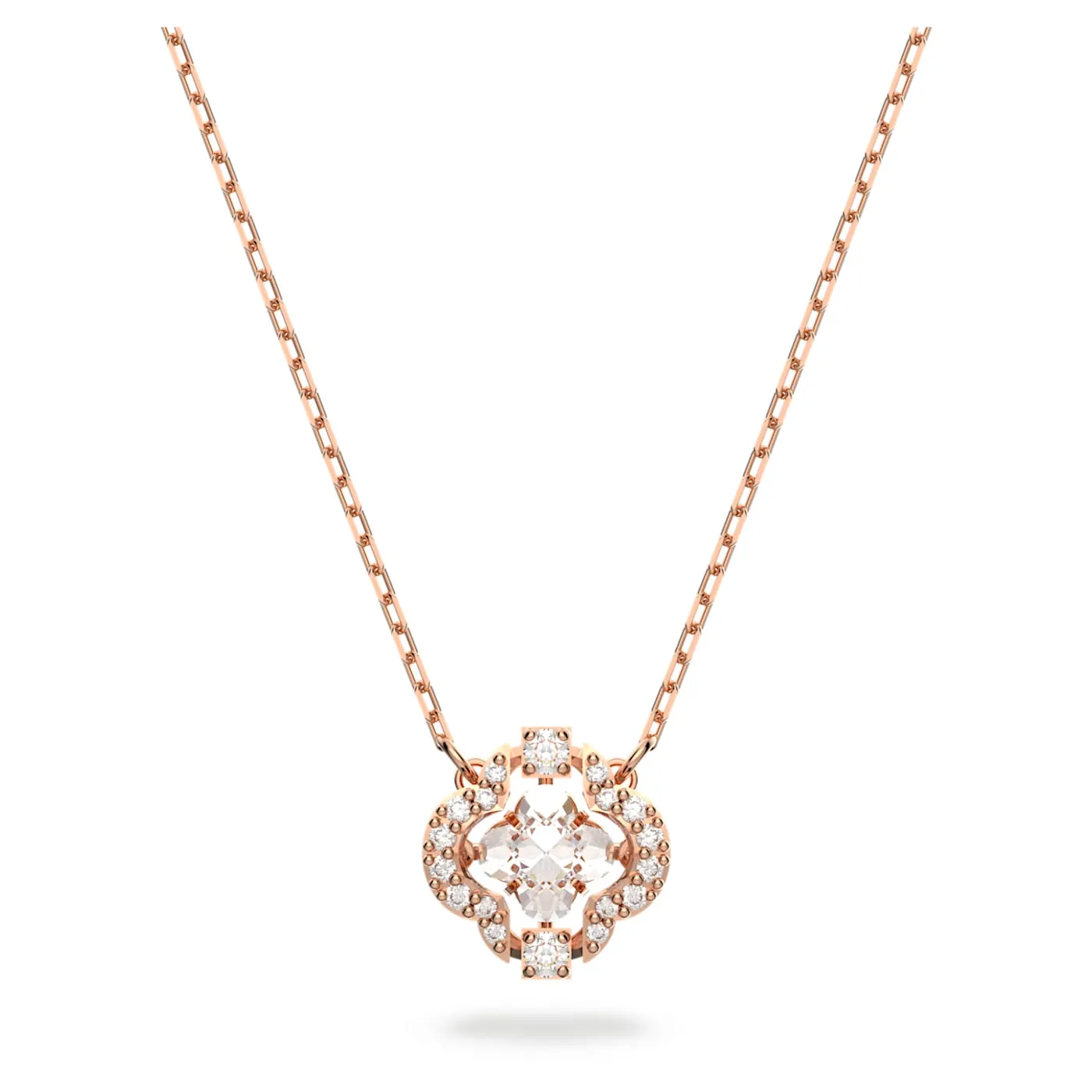 Swarovski Sparkling Dance necklace White, Rose gold-tone plated