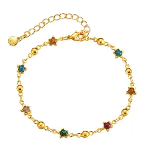 Teal Multicolor Resin & 18K Gold-Plated Star Bead Bracelet