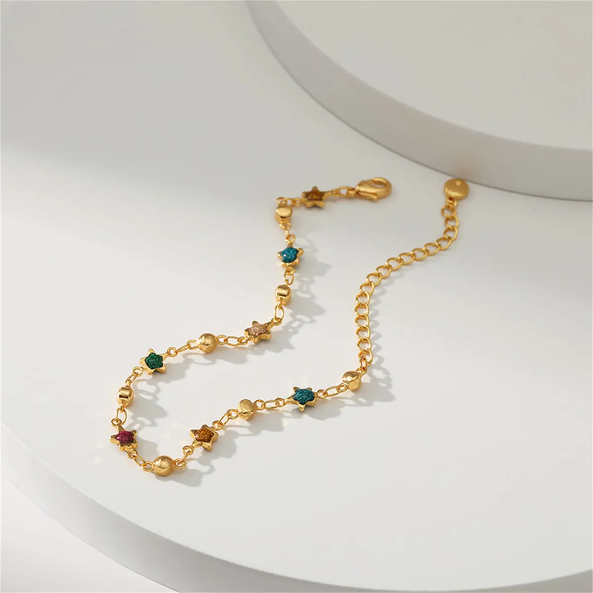 Teal Multicolor Resin & 18K Gold-Plated Star Bead Bracelet