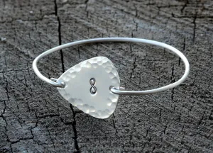 Tension Style Bangle with Hammered Infinity on Sterling Silver Guitar Pick