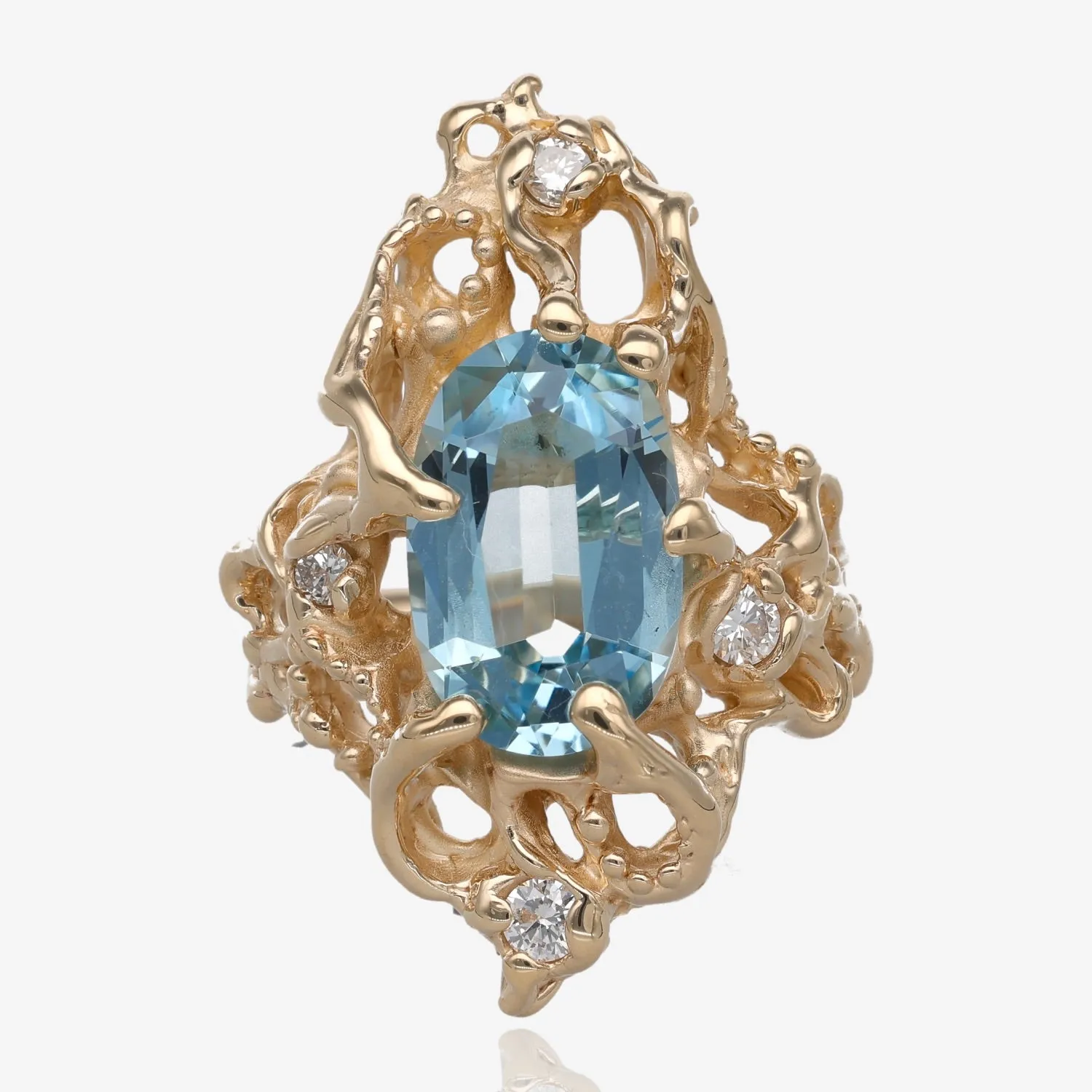 The Beginnings Aquamarine and Diamond Ring in Gold