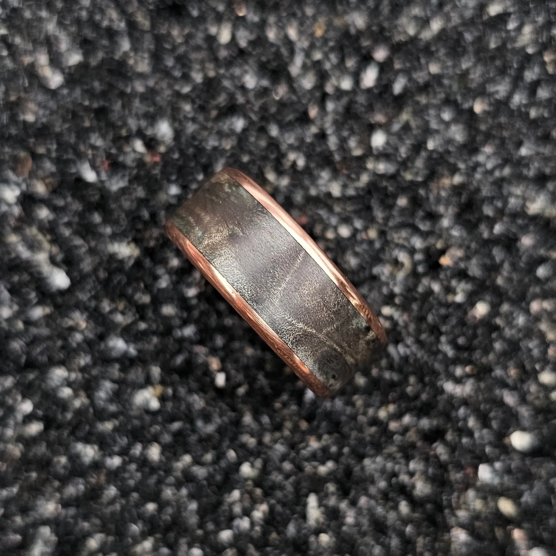 The Crown Ring (Green Burl & Copper Band)