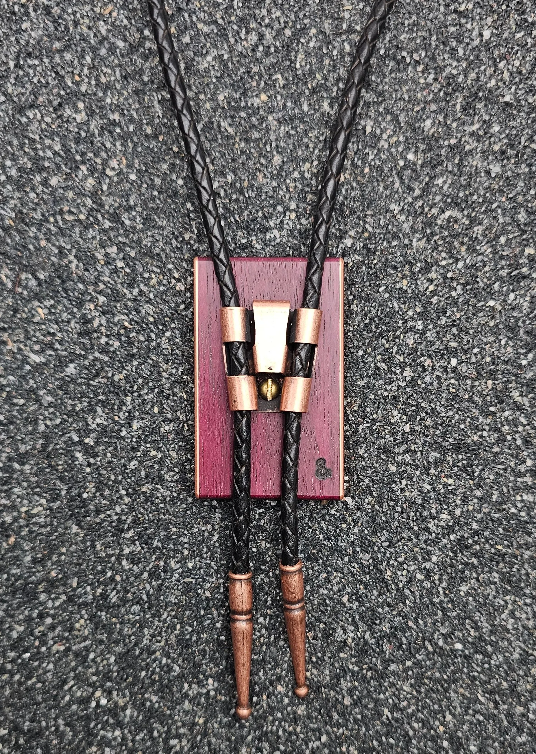 The Lasso (Crushed Abalone Shell, Purple Heart Wood & Copper Bolo Tie)