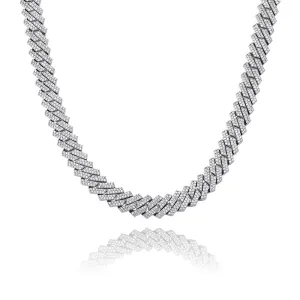 The Shining Moment III® - 14mm Iced Out Diamond Prong Cuban Link Chain Choker in White Gold