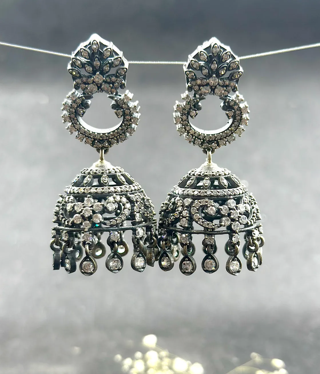 The Shining Silver Jhumkas
