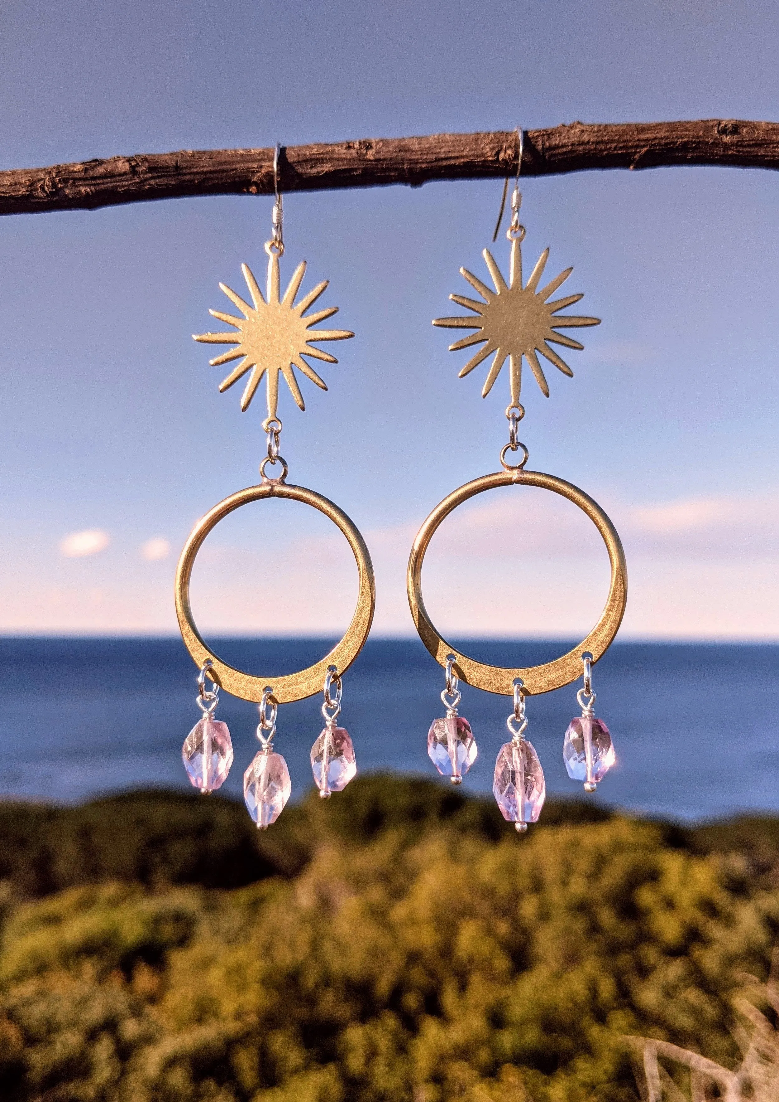 Theia Gold Sunburst Amethyst Earrings