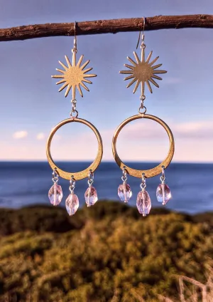 Theia Gold Sunburst Amethyst Earrings