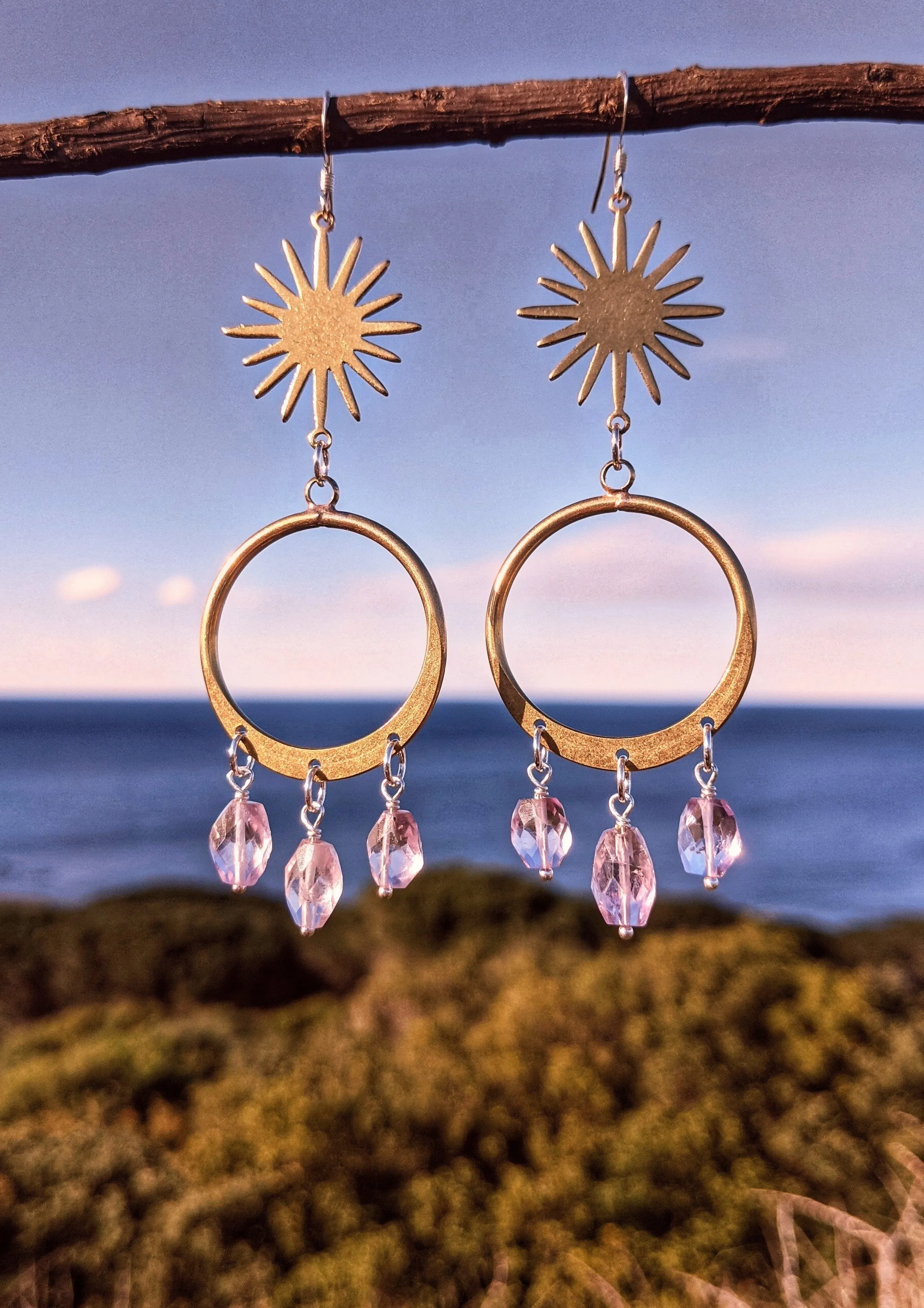 Theia Gold Sunburst Amethyst Earrings