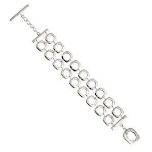 Tiffany & Co Double Square Bracelet Cushion Links Sterling Silver Estate Jewelry