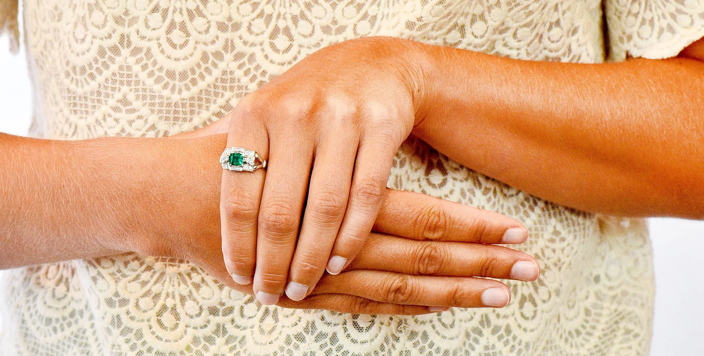 Tiffany & Co. Emerald Diamond Platinum Ring Circa 1950