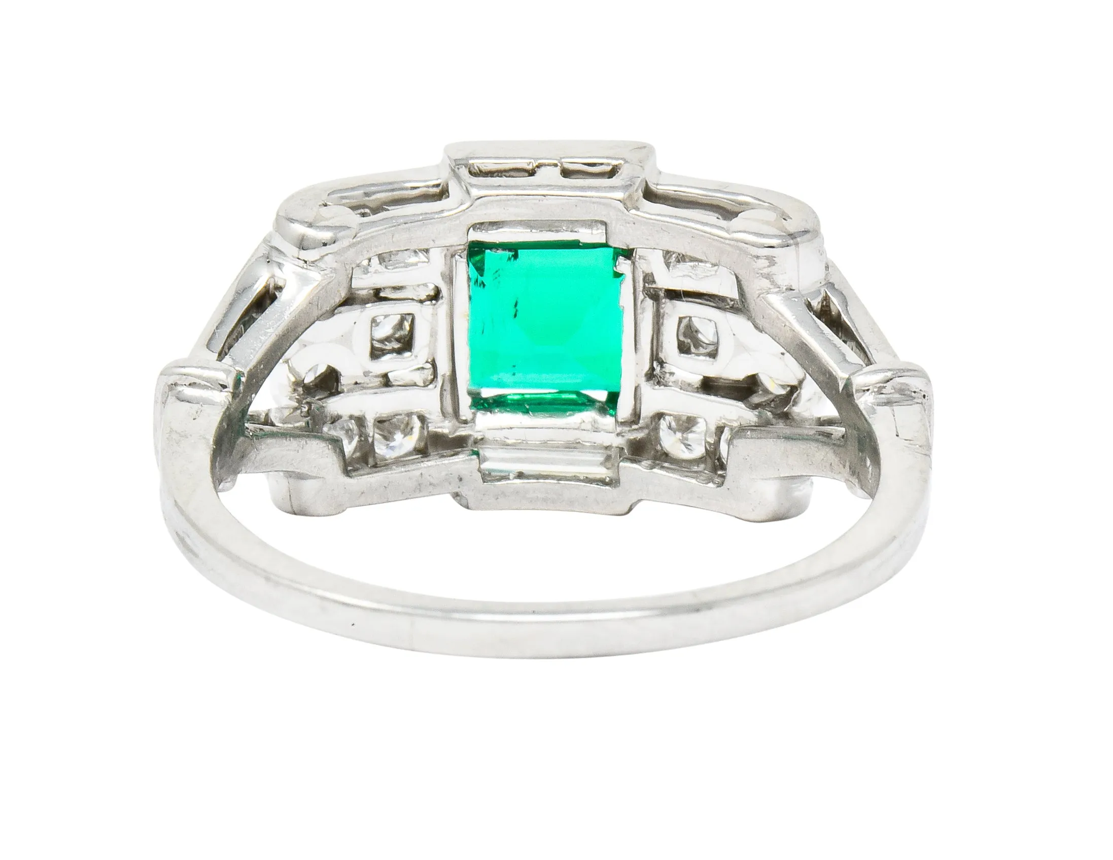 Tiffany & Co. Emerald Diamond Platinum Ring Circa 1950
