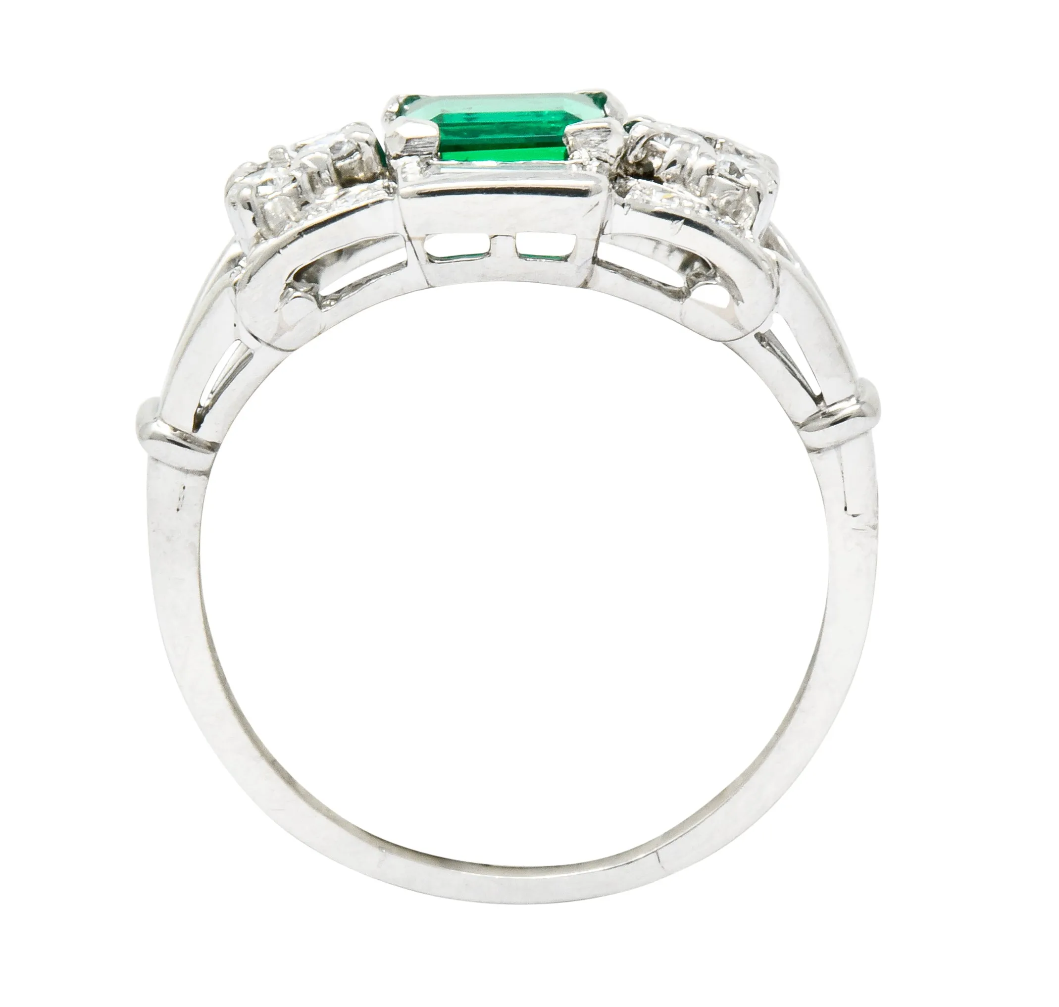 Tiffany & Co. Emerald Diamond Platinum Ring Circa 1950