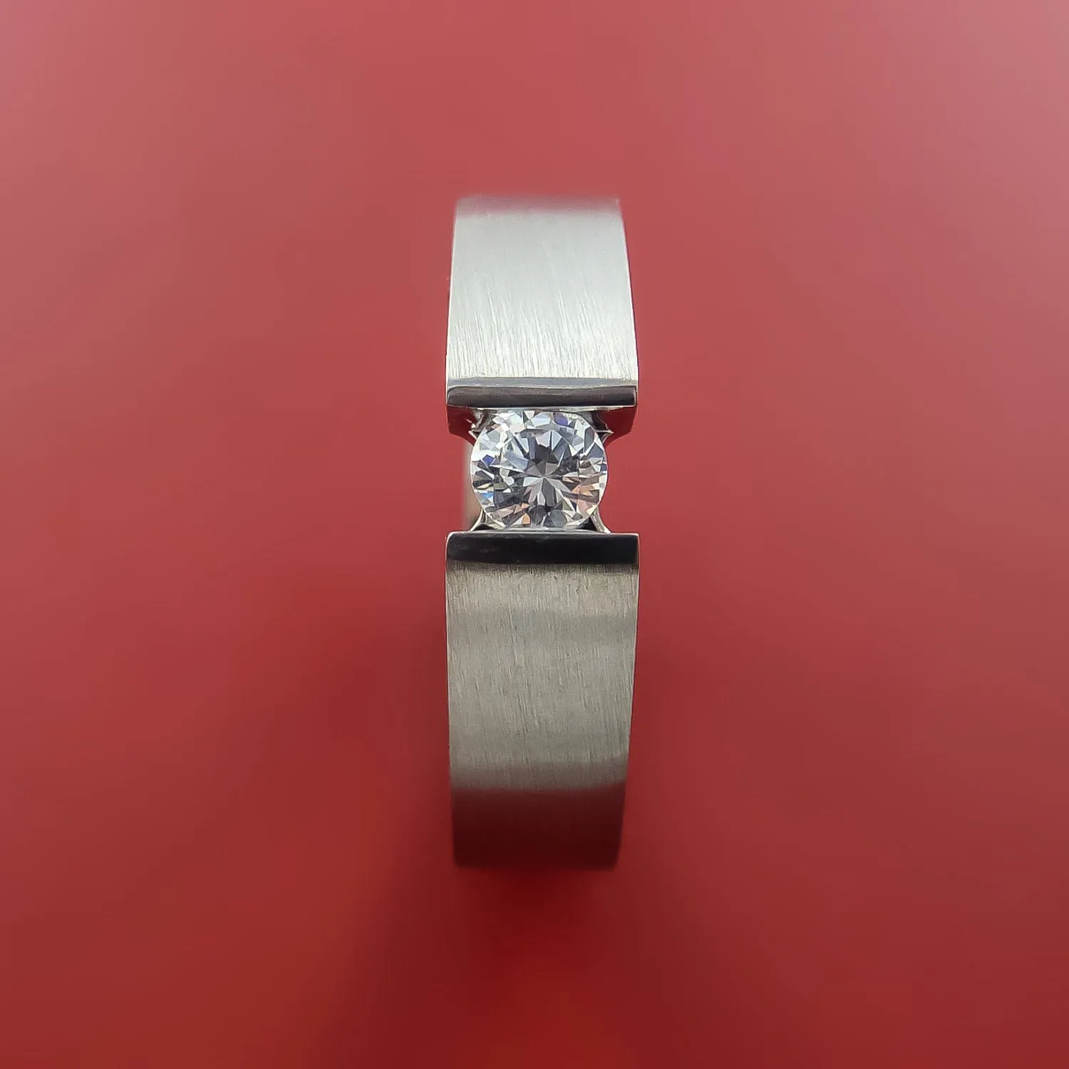 Titanium Ring Tension Setting Band Made to any size with Moissanite