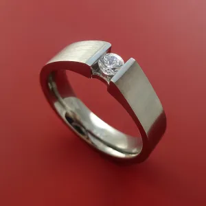 Titanium Ring Tension Setting Band Made to any size with Moissanite