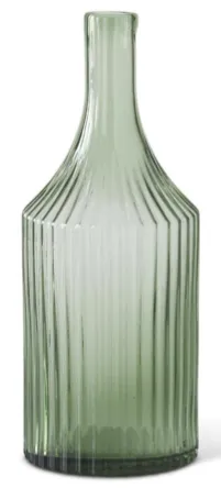 Transparent Green Glass Vertical Ribbed Vases