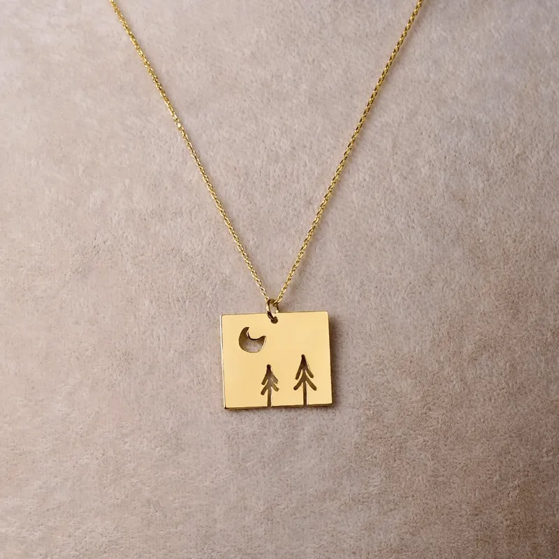 Tree Necklace Pine Forest Themed Pendant with Chain