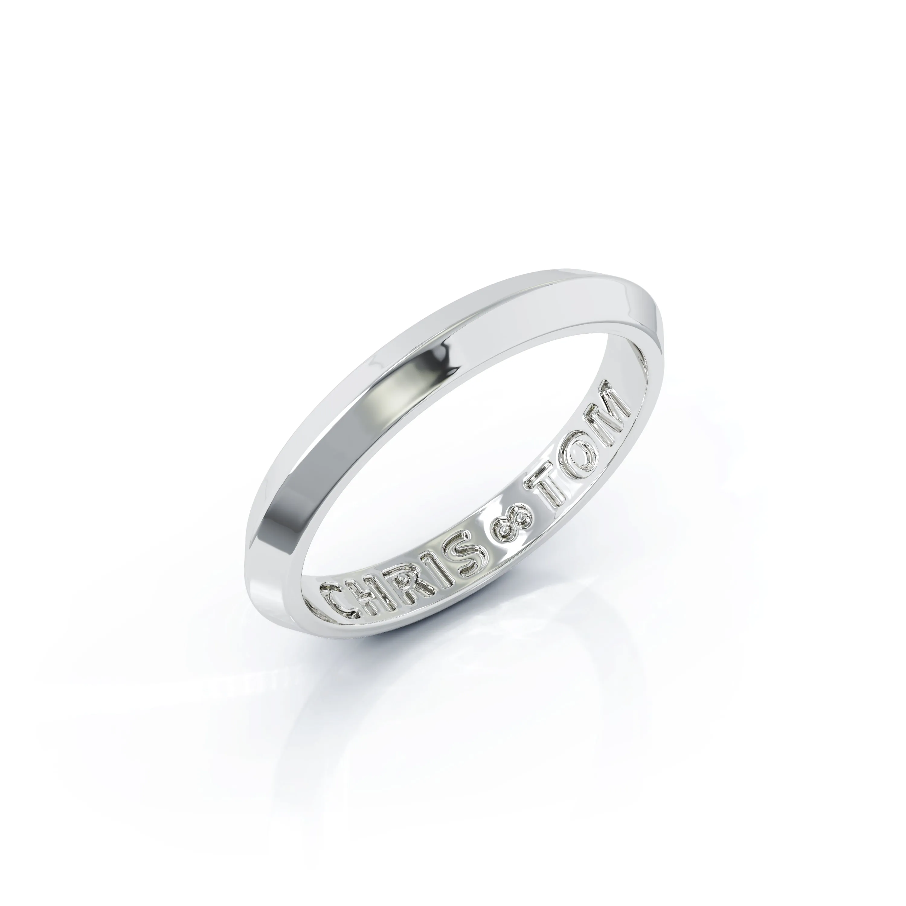 Triangle Profile 3MM High Polished Wedding Band in 14K Gold