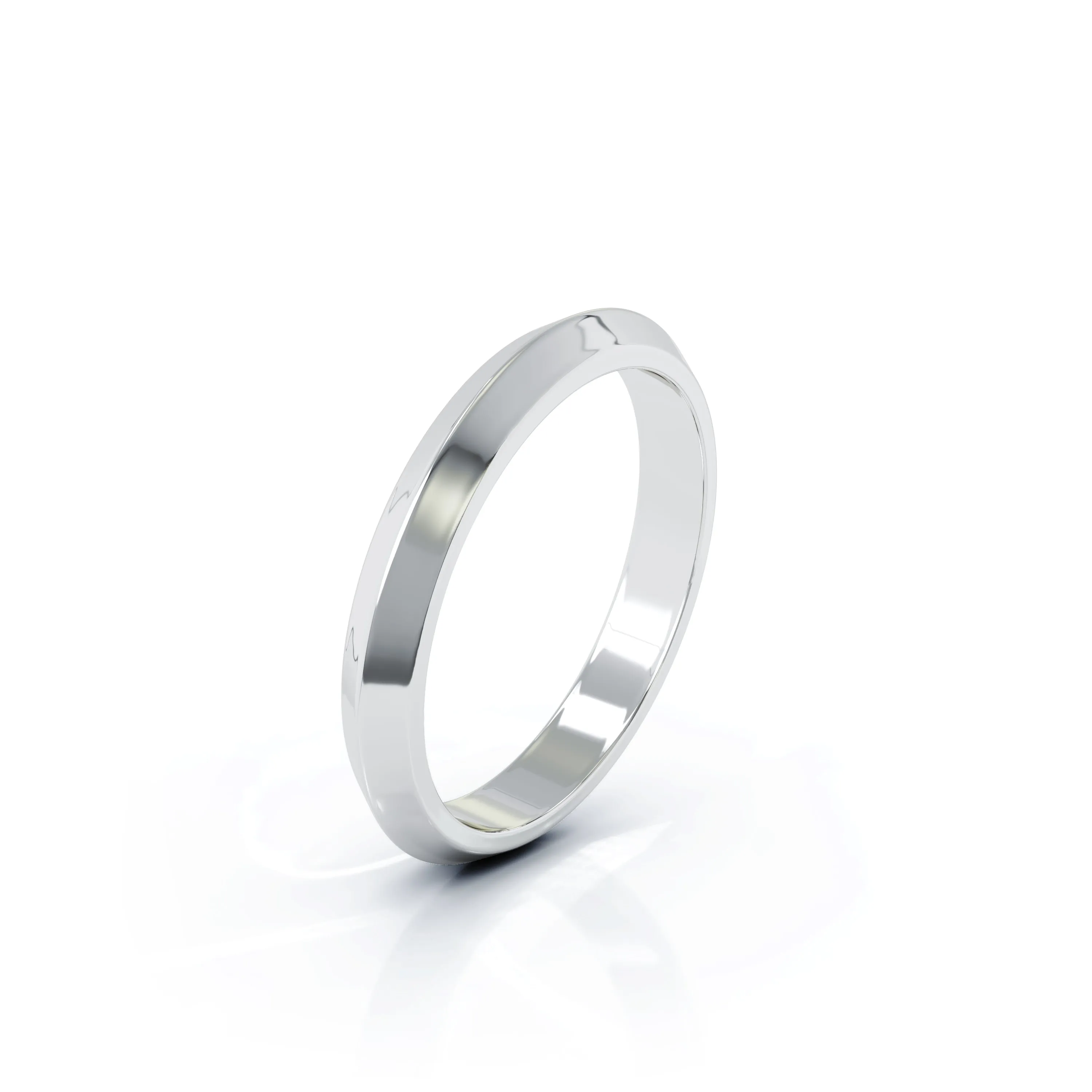 Triangle Profile 3MM High Polished Wedding Band in 14K Gold