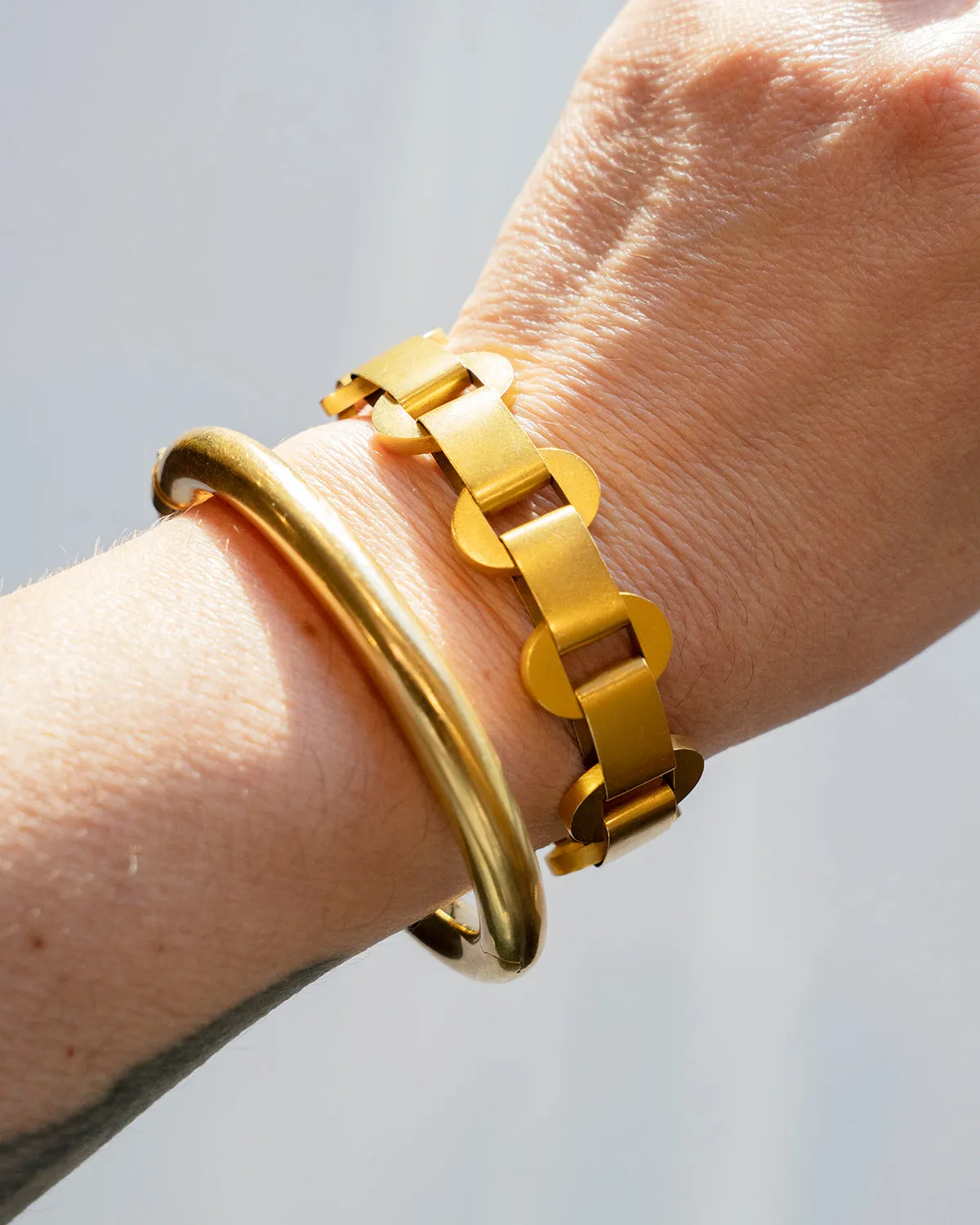 Turn-of-the-Century Gold Tube Bangle Bracelet