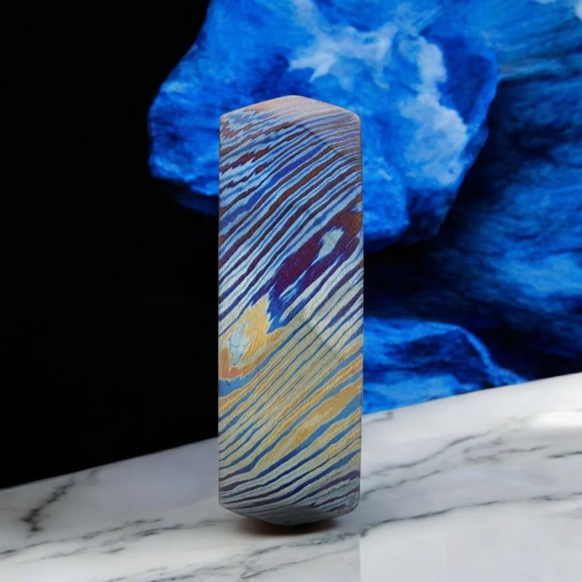 TYRIAN | Titanium Ring, Blue & Purple Wavy Design