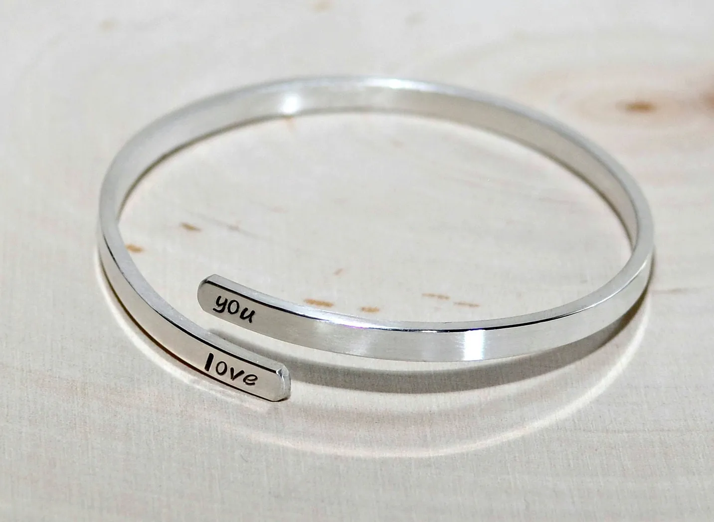 Upper arm cuff in sterling silver with personalizations
