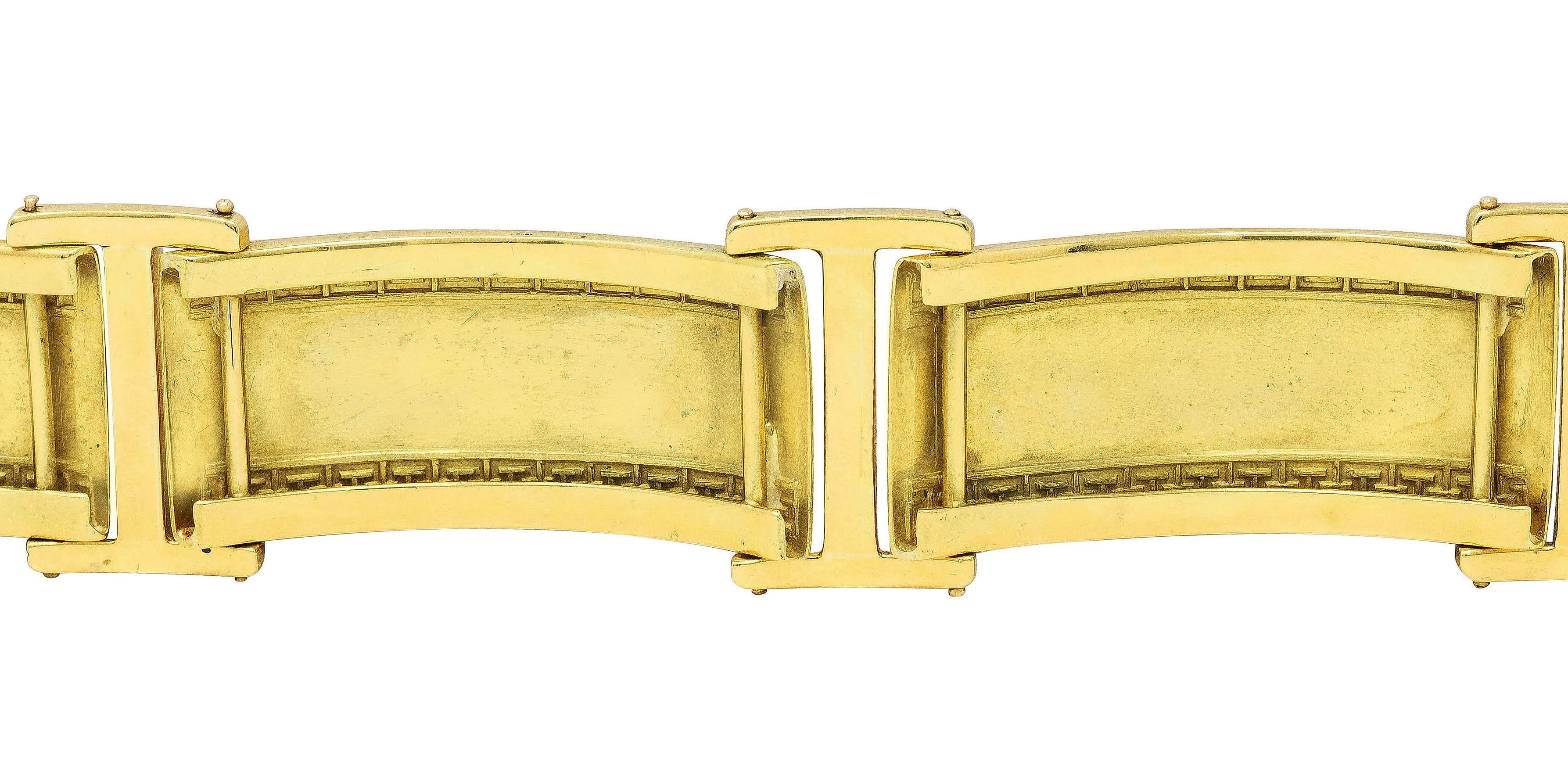 Victorian Enamel 18 Karat Gold Greek Key Panel Bracelet