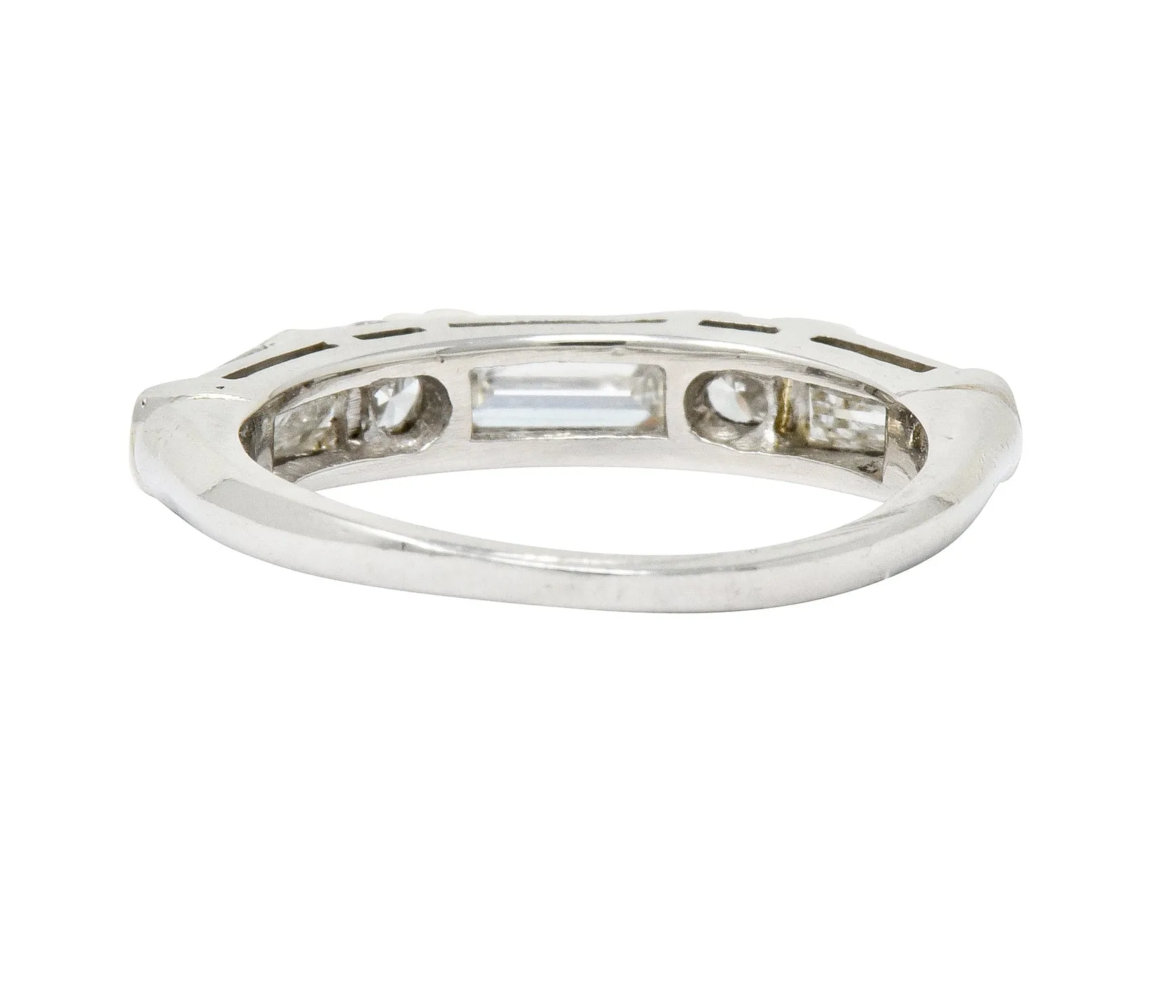 Vintage 0.80 CTW Baguette Diamond Platinum Anniversary Stacking Band Ring