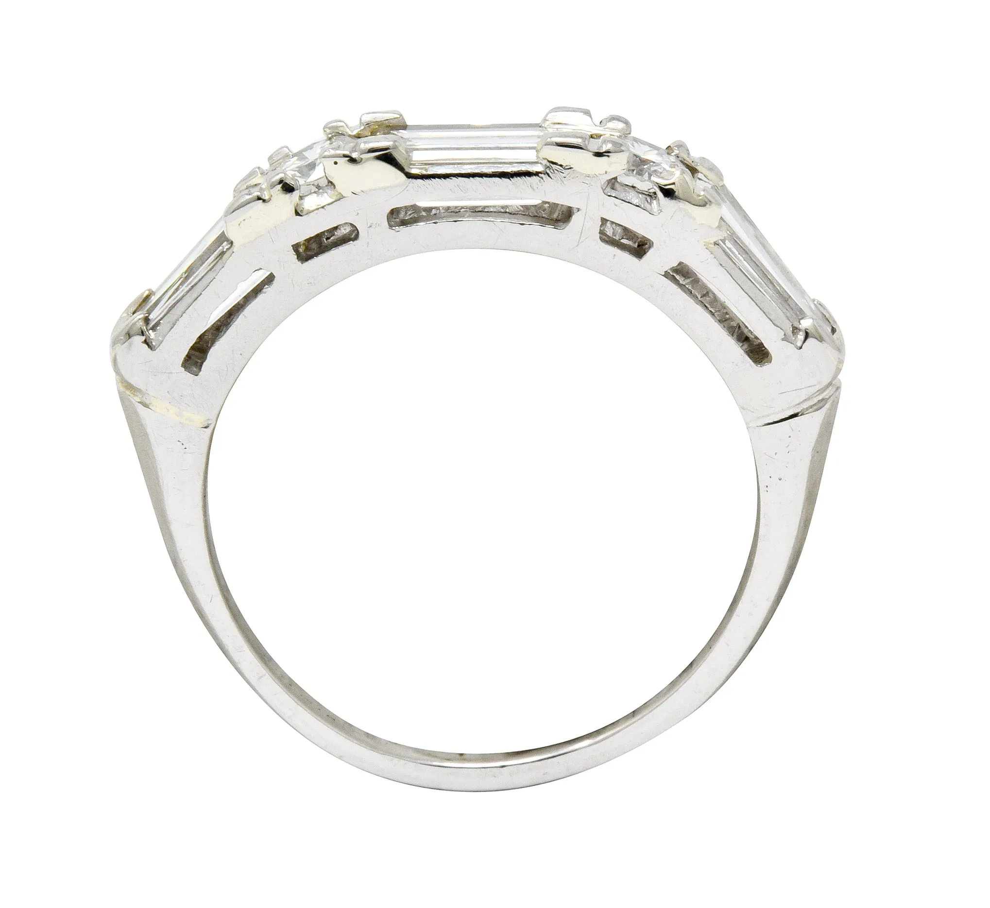 Vintage 0.80 CTW Baguette Diamond Platinum Anniversary Stacking Band Ring