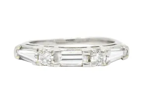 Vintage 0.80 CTW Baguette Diamond Platinum Anniversary Stacking Band Ring