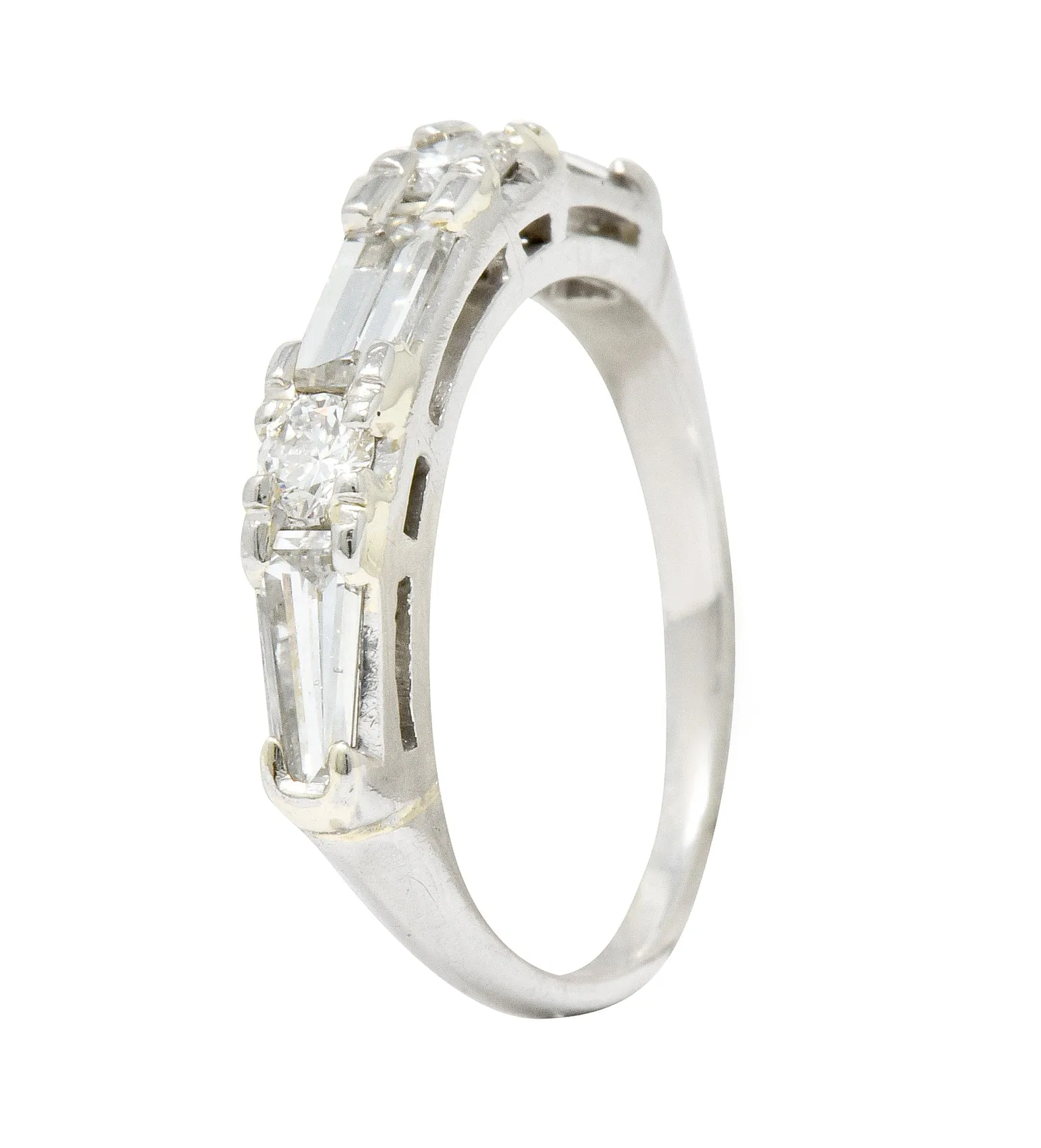 Vintage 0.80 CTW Baguette Diamond Platinum Anniversary Stacking Band Ring