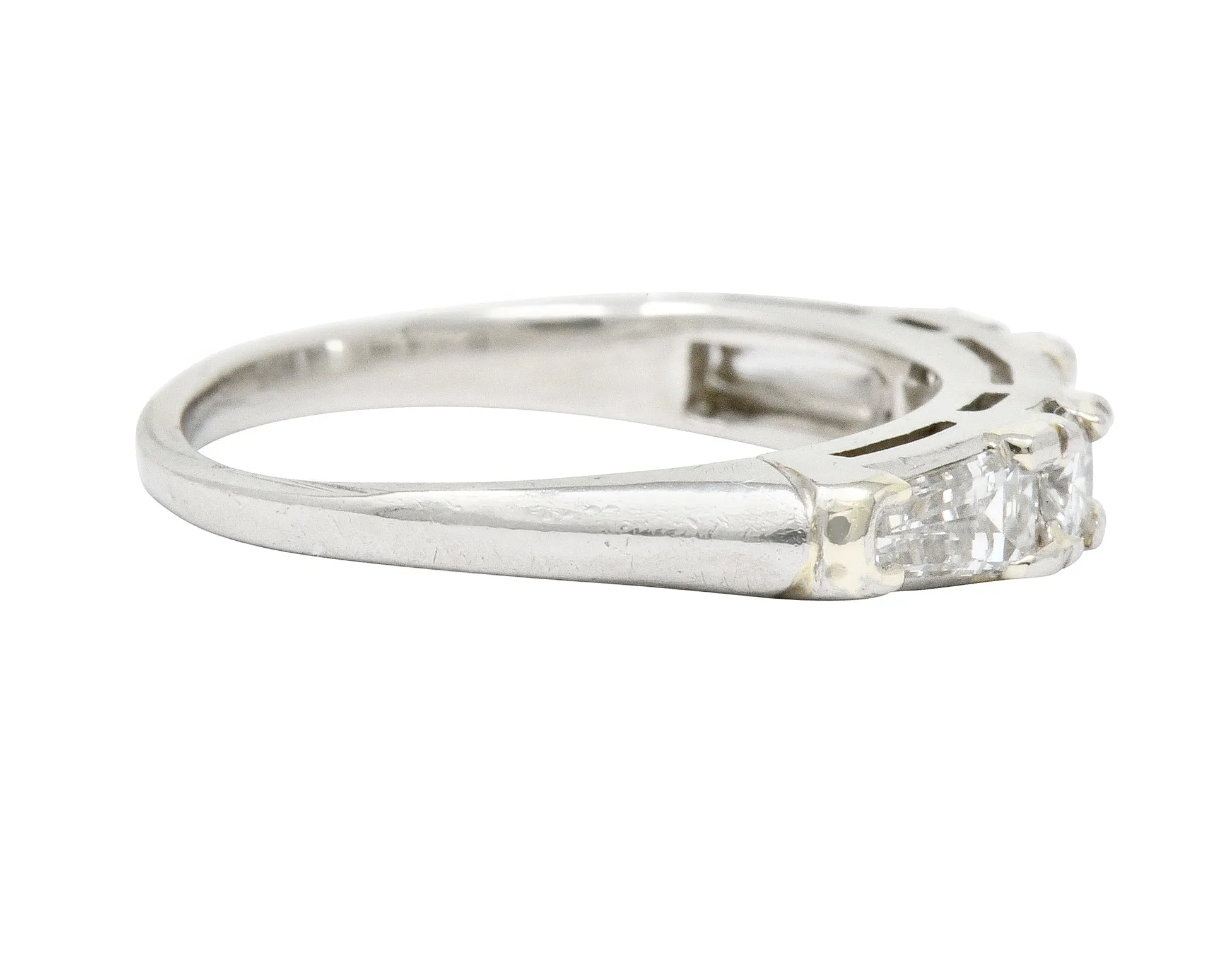 Vintage 0.80 CTW Baguette Diamond Platinum Anniversary Stacking Band Ring