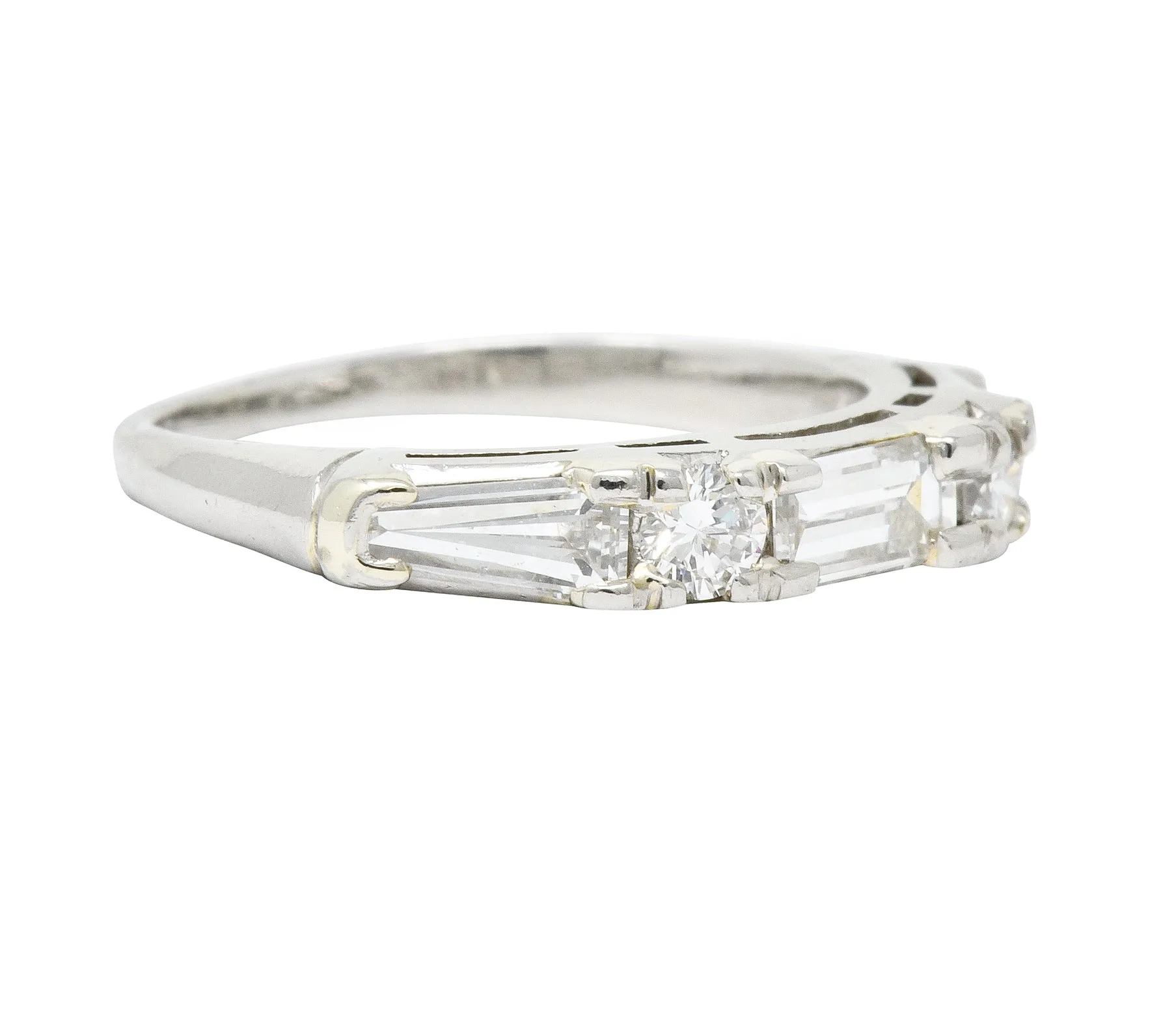 Vintage 0.80 CTW Baguette Diamond Platinum Anniversary Stacking Band Ring