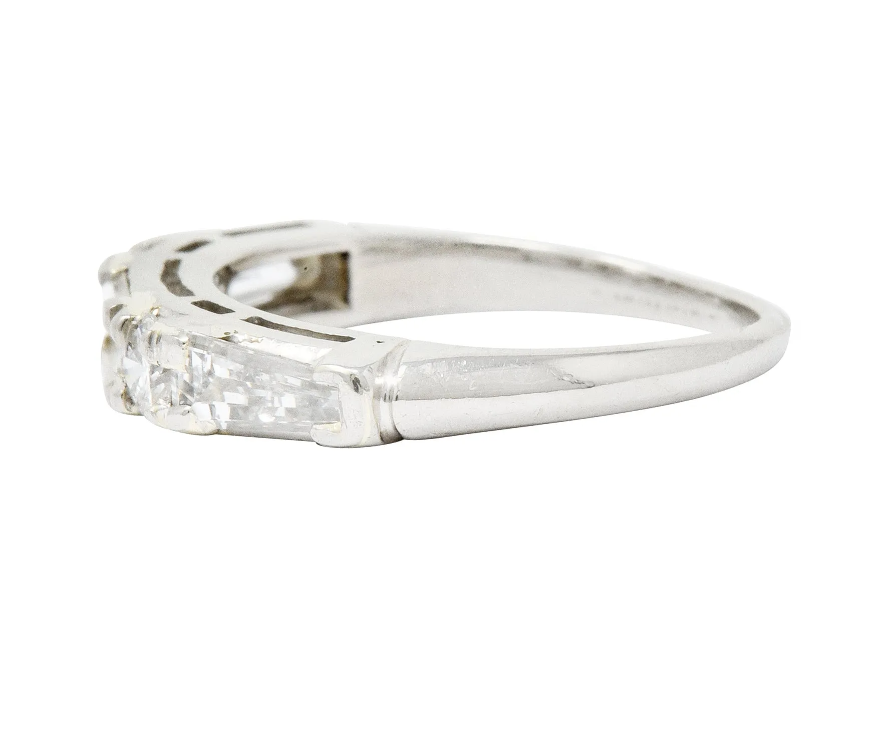 Vintage 0.80 CTW Baguette Diamond Platinum Anniversary Stacking Band Ring