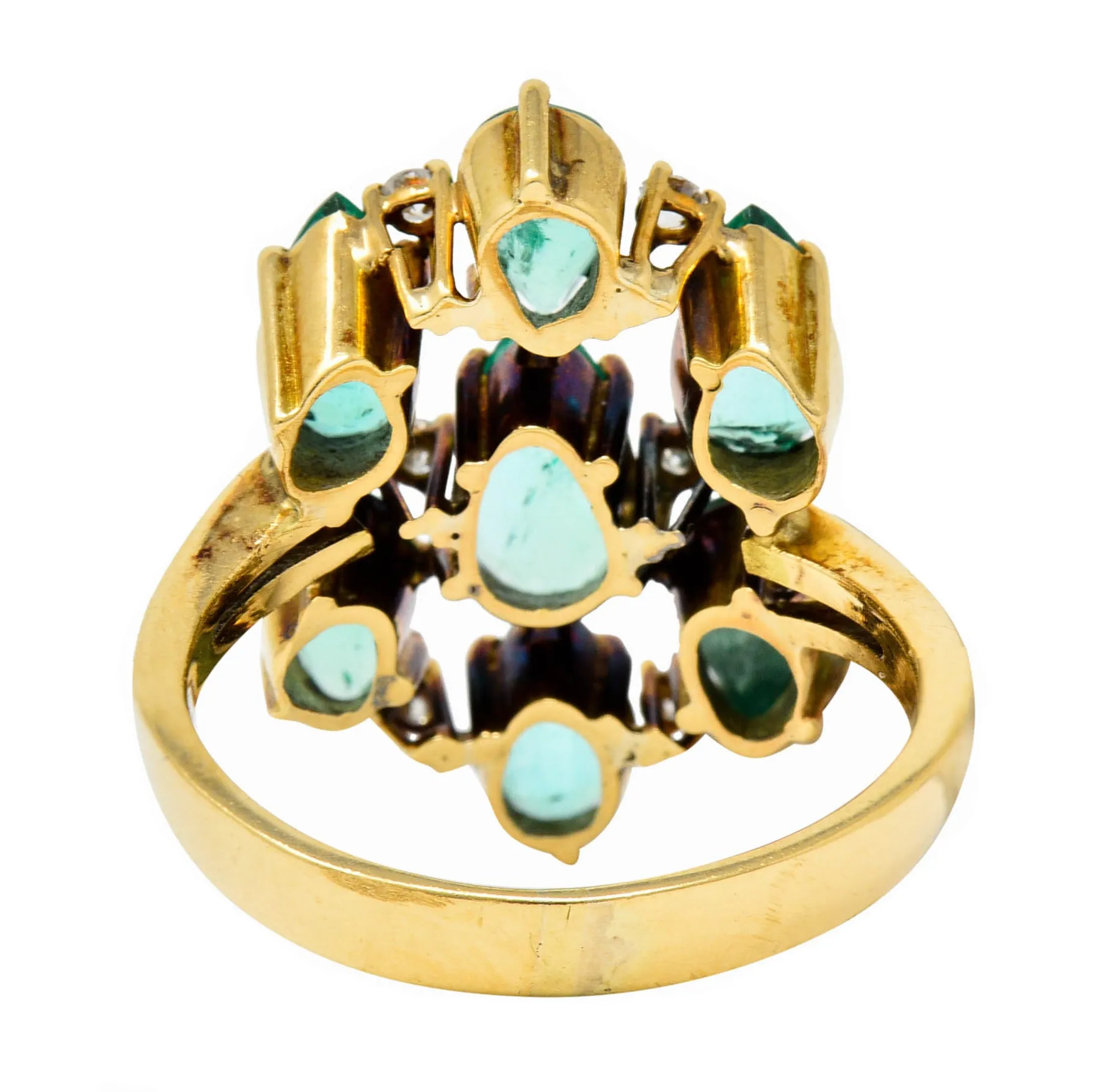 Vintage 2.00 CTW Emerald Diamond 18 Karat Gold Cluster Ring