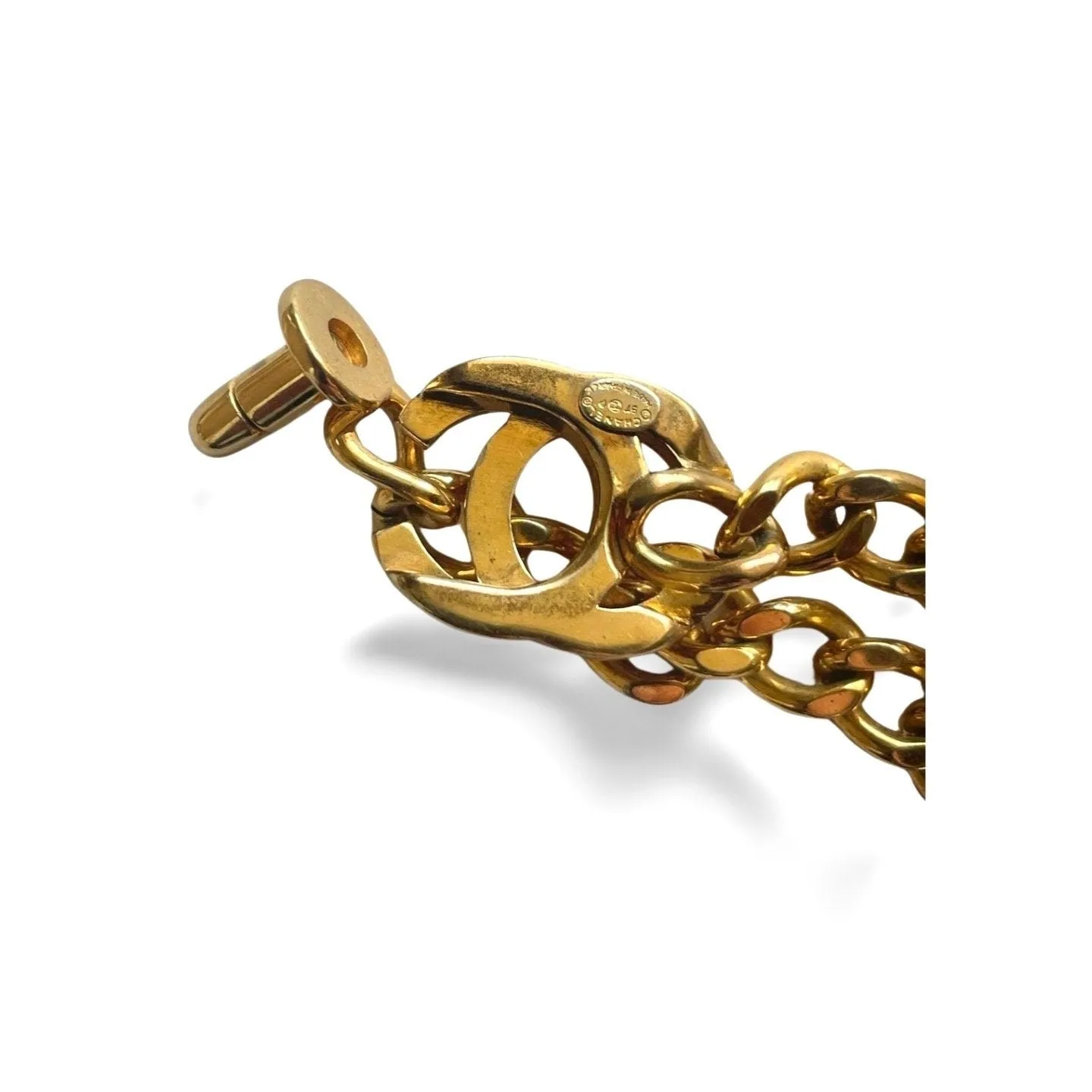 Vintage Chanel chain bracelet with turn lock CC and crystals. Must have gorgeous 90s jewelry. 060416ac1
