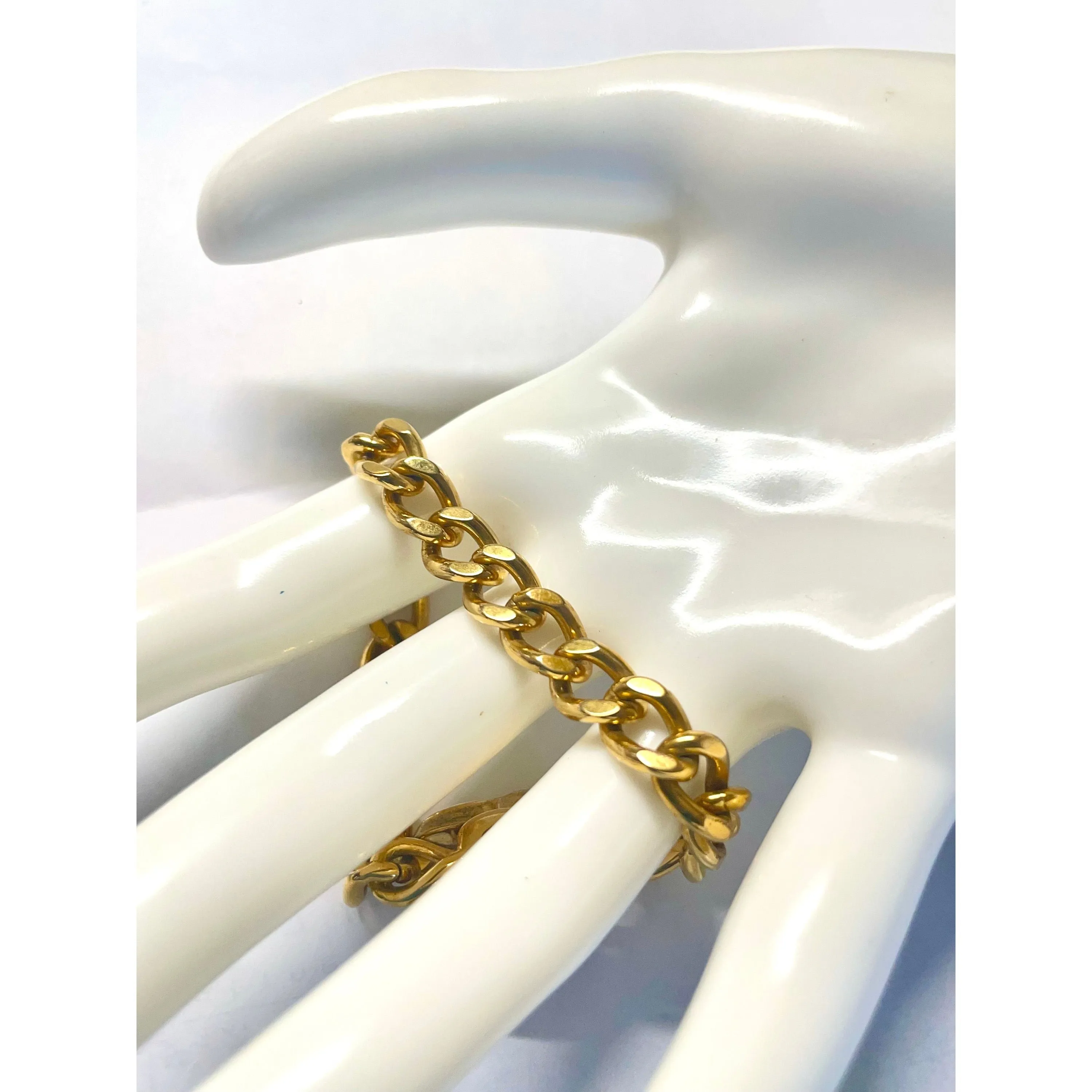 Vintage Chanel chain bracelet with turn lock CC and crystals. Must have gorgeous 90s jewelry. 060416ac1