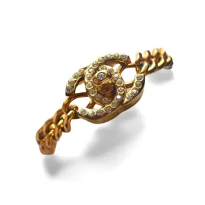 Vintage Chanel chain bracelet with turn lock CC and crystals. Must have gorgeous 90s jewelry. 060416ac1