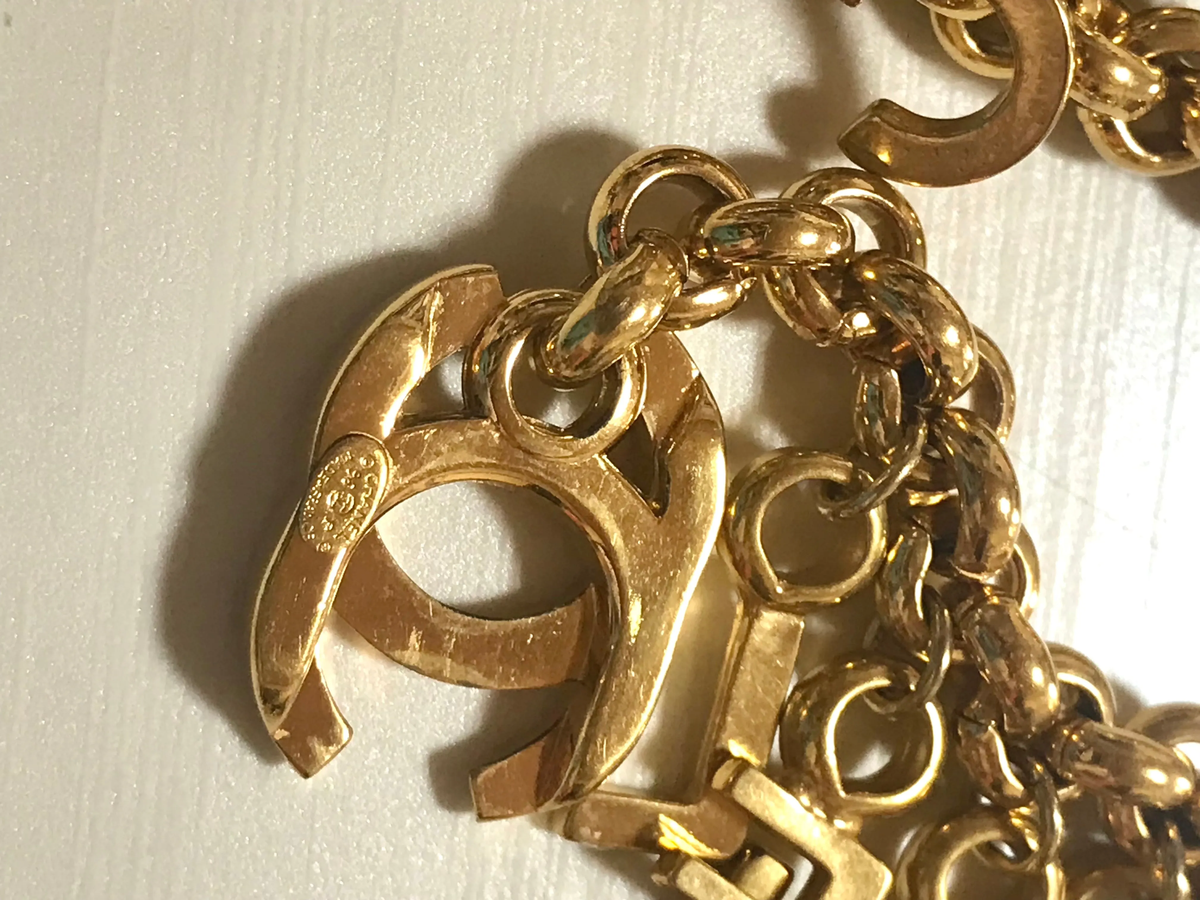 Vintage Chanel Turnlock CC closure and CHANEL letter dangle bracelet. Must have 90s jewelry. CC and logo letter charm bracelet. 060801re