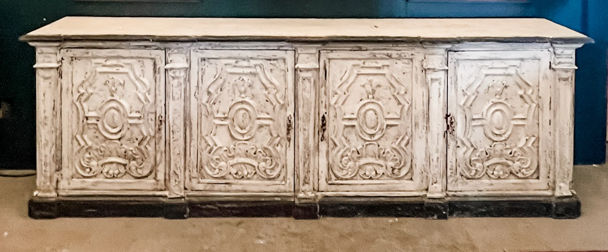 Vintage Spanish Distressed Buffet Sideboard