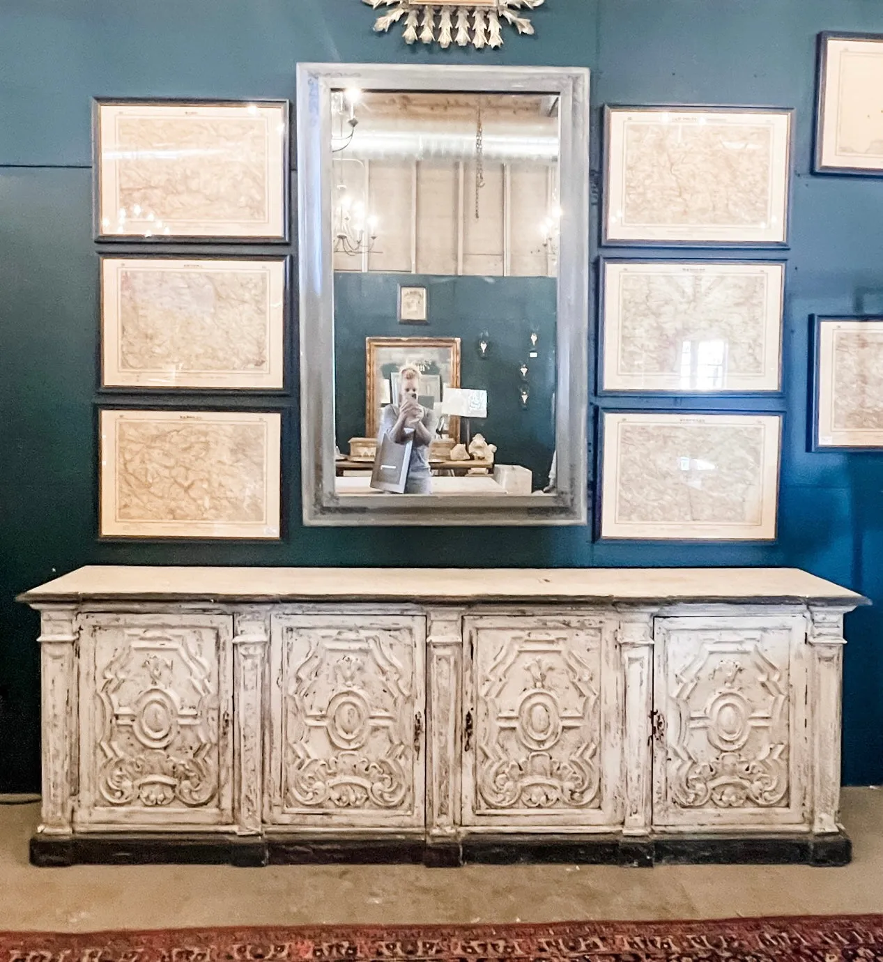 Vintage Spanish Distressed Buffet Sideboard