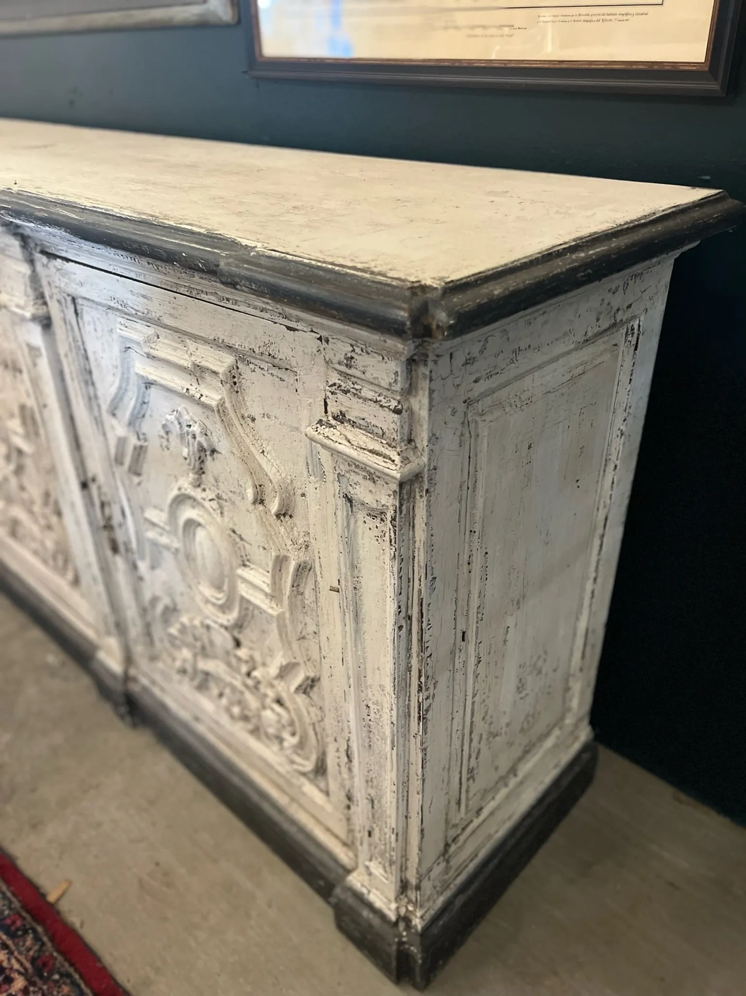 Vintage Spanish Distressed Buffet Sideboard