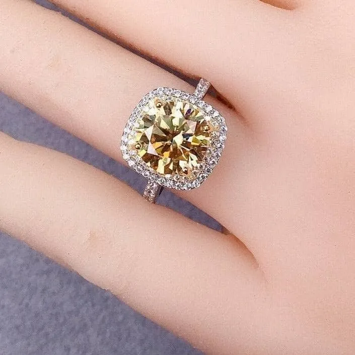 VIP Custom Dream Ring- Round Cut 3ct Yellow Diamond Halo Engagement Ring