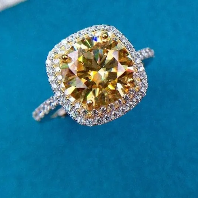 VIP Custom Dream Ring- Round Cut 3ct Yellow Diamond Halo Engagement Ring