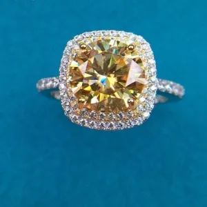 VIP Custom Dream Ring- Round Cut 3ct Yellow Diamond Halo Engagement Ring