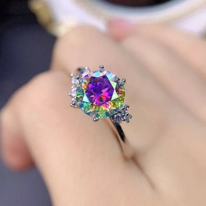 VIP DREAM RING UPGRADE- 2ct Round Cut Rainbow Diamond Ring