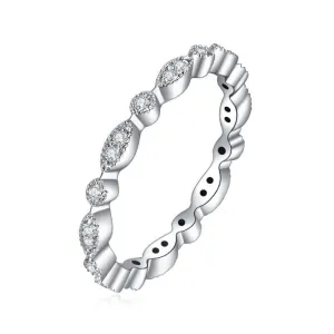 VIP KB 10k White Gold Round Diamond Antique Milgrain Style Eternity Ring Band