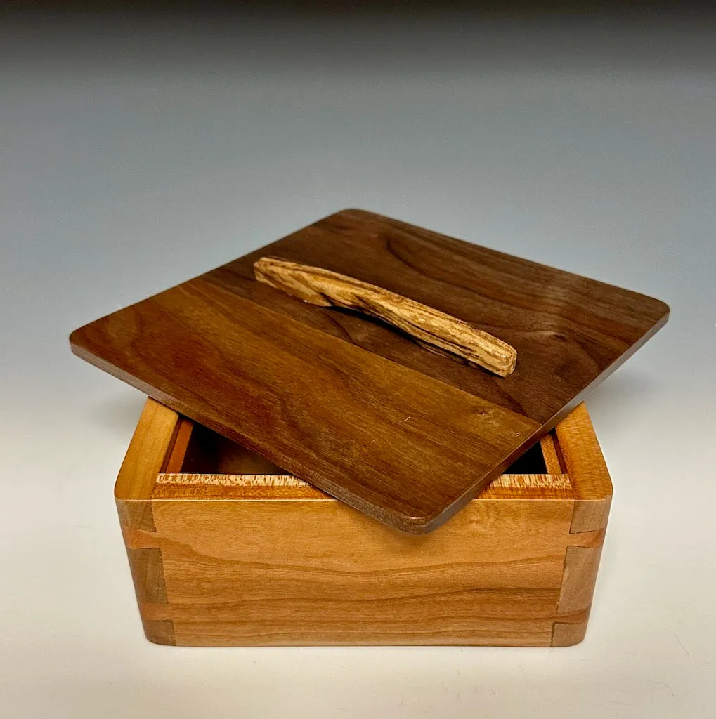 WALNUT AND CHERRY Wood Jewelry Box BG0323