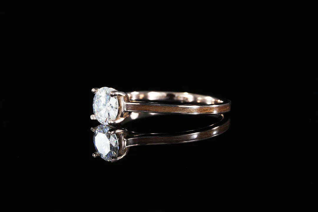 WALNUT WOOD 14K ROSE GOLD DIAMOND RING