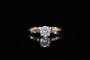 WALNUT WOOD 14K ROSE GOLD DIAMOND RING