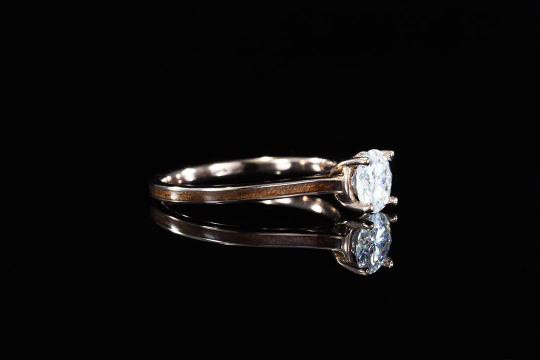 WALNUT WOOD 14K ROSE GOLD DIAMOND RING